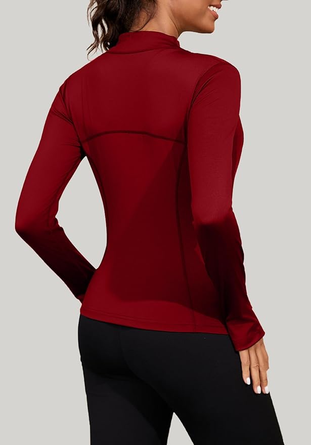 Bosmeer Workout Jackets for Women Lightweight Zip Up Slim Fit Yoga Sportwear Stretchy Crooped Running Jacket with Thumb Holes