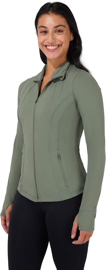 90 Degree By Reflex Full Zip Running Track Jacket Lightweight Athletic Slim Fit Jacket with Thumbholes