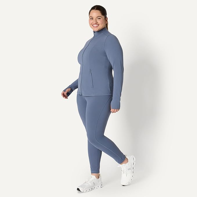 Amazon Essentials Women's Active FormFlex Buttery Soft Slim Fit Full Zip Workout Jacket with Thumb Holes