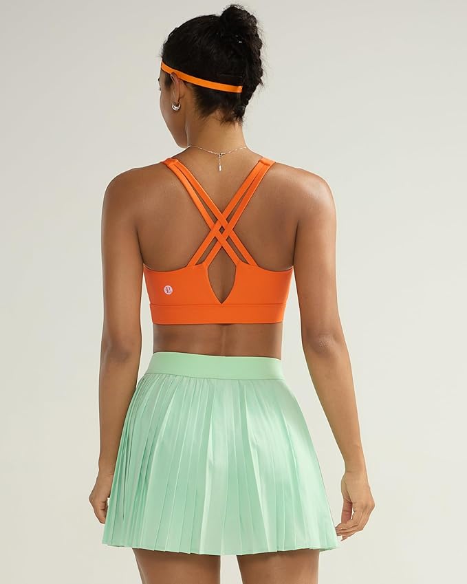RUNNING GIRL Sports Bra for Women High Support, Molded Cup High Impact Sports Bras with Sewn in Pads Strappy Running Bra