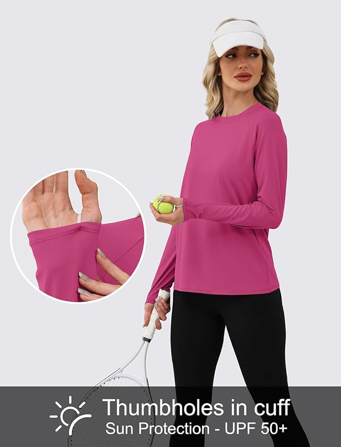 WIHOLL Workout Tops for Women Long Sleeve Sun Shirt UPF 50+ UV Protection Running Hiking Clothes Quick Dry Athletic Tops