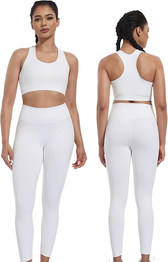 Workout Sets for Women 2 Piece High Waisted Seamless Leggings with Padded Stretchy Sports Bra Sets Gym Clothes