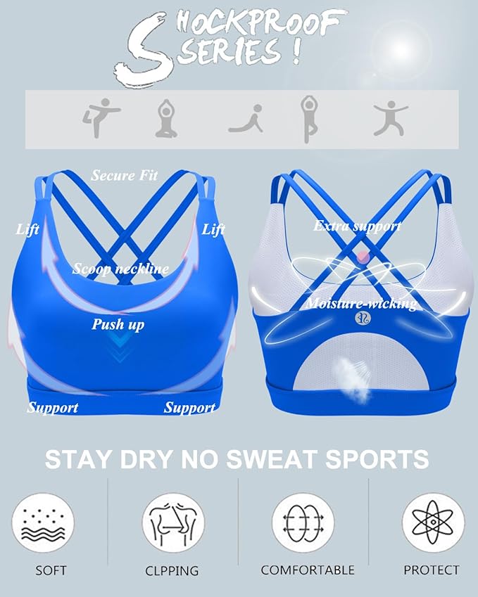 RUNNING GIRL Sports Bras for Women,Padded Sports Bra Tank Top Sexy Crisscross Back High Impact Longline Workout Yoga Bra