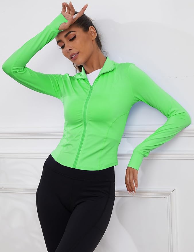 Gihuo Women's Workout Jacket Lightweight Zip Up Athletic Cropped Running Jacket