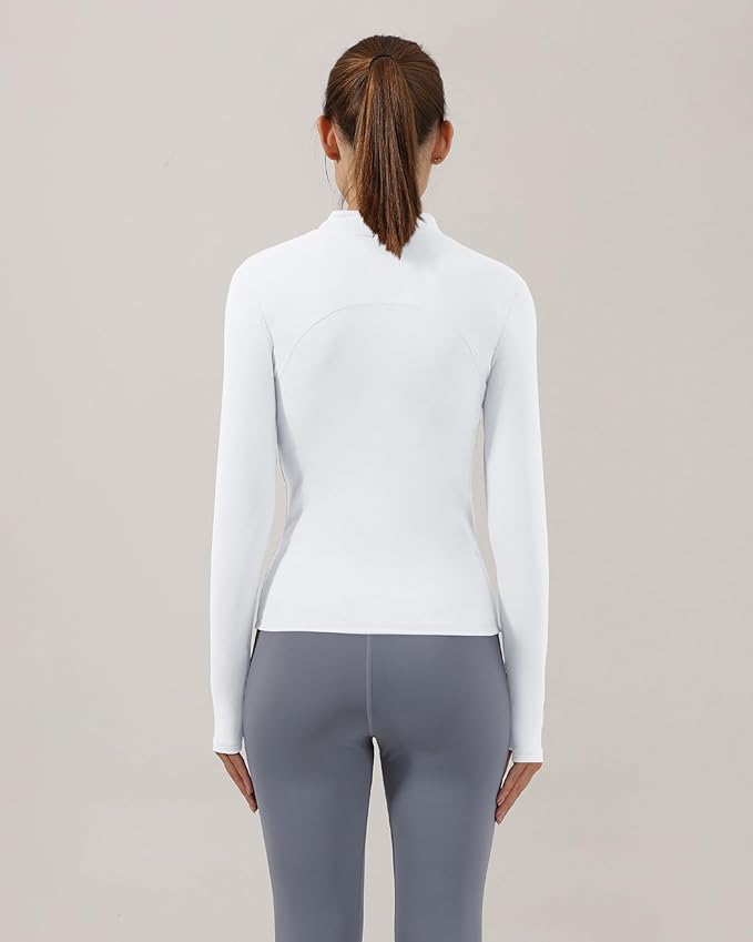 Gacaky Women's Slim Fit Workout Running Track Jackets Full Zip-up Yoga Athletic Jacket with Thumb Holes