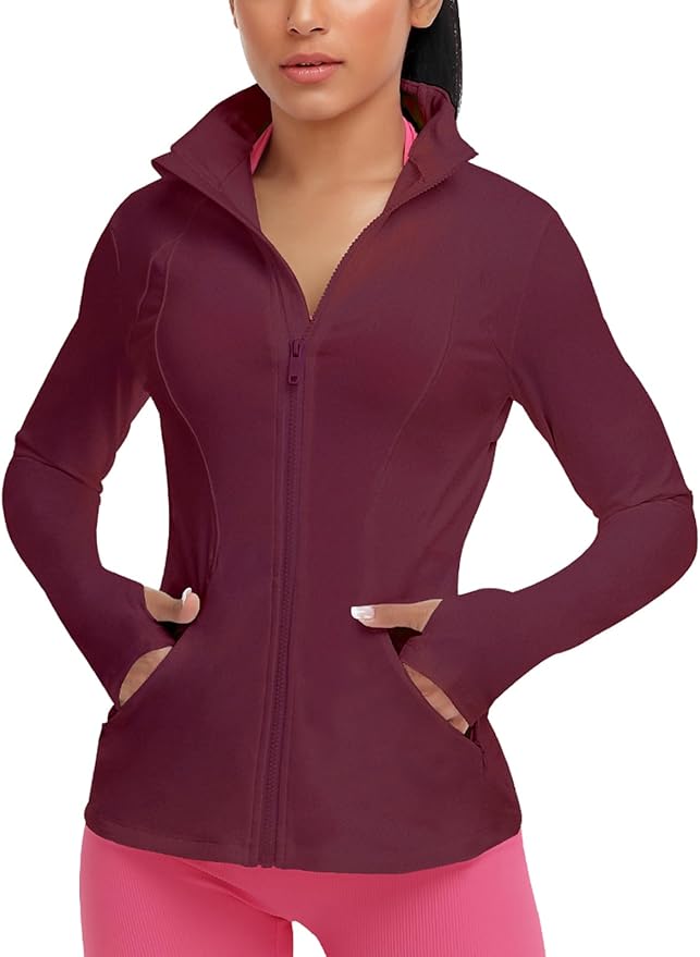 VUTRU Women's Workout Yoga Jacket Full Zip Running Athletic Track Jacket