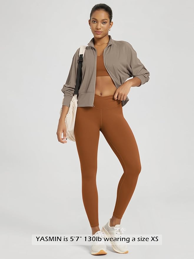 ODODOS Women's Cross Waist Yoga Leggings with Inner Pocket, 23"/25"/28" Gathered Crossover Workout Yoga Pants