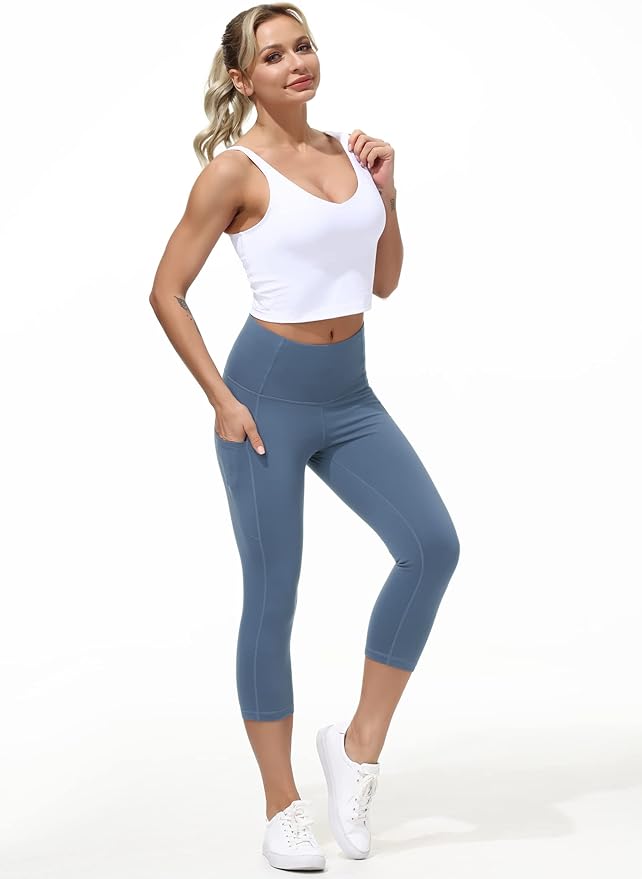 Dragon Fit High Waist Yoga Leggings with 3 Pockets,Tummy Control Workout Running 4 Way Stretch Yoga Pants