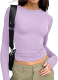 Trendy Queen Womens Long Sleeve T Shirts Fall Fashion 2026 Basic Crop Tops Going Out Outfits Y2k Clothes