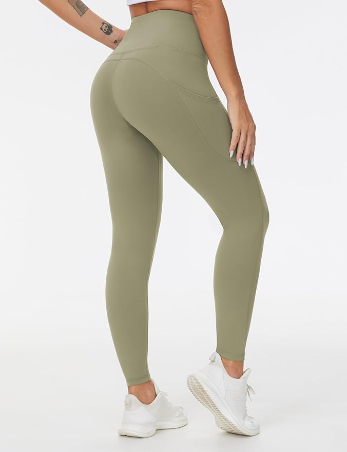THE GYM PEOPLE Thick High Waist Yoga Pants with Pockets, Tummy Control Workout Running Yoga Leggings for Women