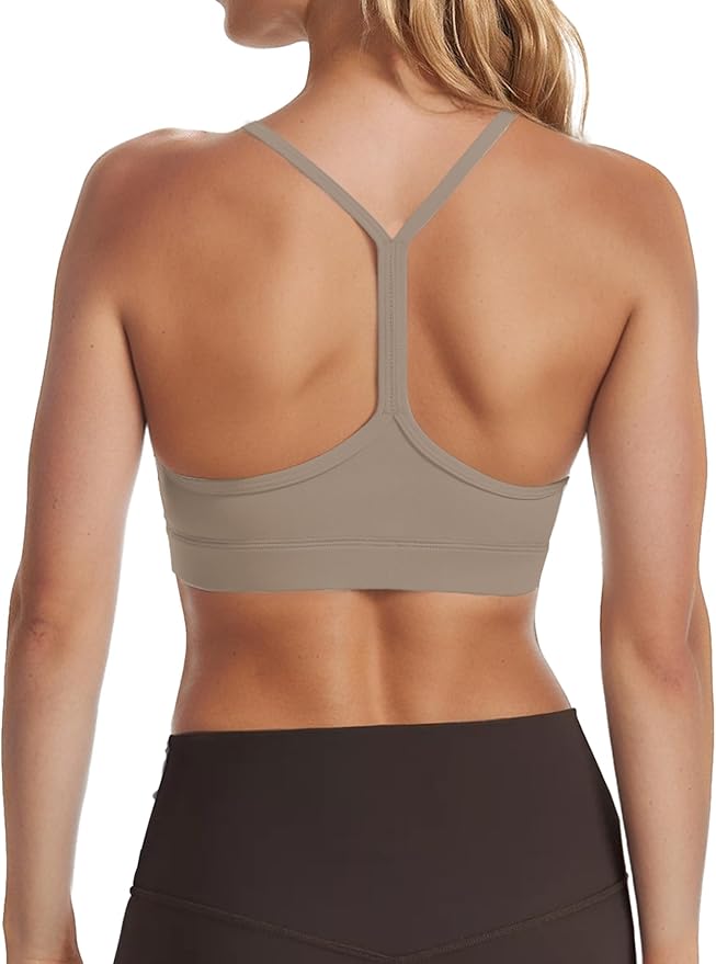 Buauty 2 Packs Y Back Sports Bra for Women, Low Impact Padded Racerback Spaghetti Strap Bras, Workout Yoga Tops