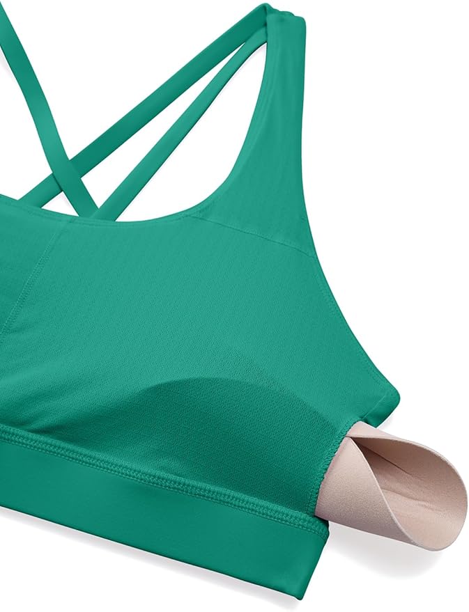 CRZ YOGA Naked Feeling Strappy Padded Sports Bras for Women - Fitness Workout Top Criss Cross Back Yoga Cami