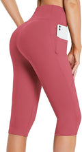baleaf Women's Capri Leggings with Pockets High Waisted Knee Length Capris Stretch for Casual Yoga Pants Workout Exercise