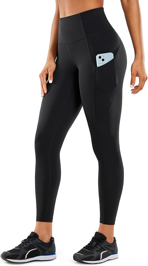 CRZ YOGA Naked Feeling Workout Leggings Pockets 25'' - High Waisted Womens Yoga Pants Running Tights