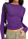 Trendy Queen Womens Long Sleeve T Shirts Fall Fashion 2026 Basic Crop Tops Going Out Outfits Y2k Clothes