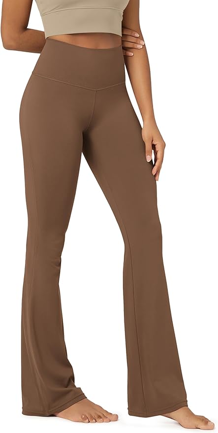 ODODOS Women's Powerful Tummy Control Flared Yoga Pants 2.0 High Waist Workout Bootcut Leggings with Inner Pocket- 29" / 31"