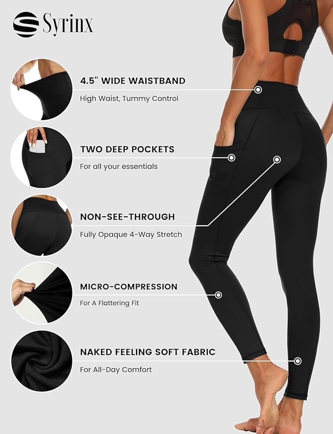 High Waisted Leggings for Women - Soft Athletic Tummy Control Yoga Pants for Cycling Dance Tights