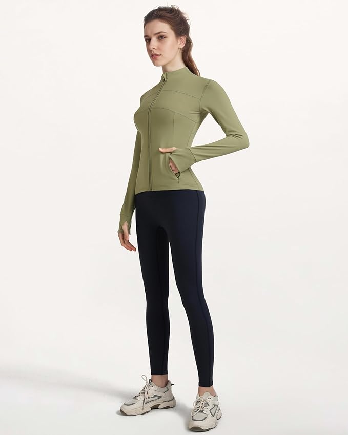 Locachy Women's Slim Fit Full Zip Athletic Running Sports Workout Jacket with Thumb Holes