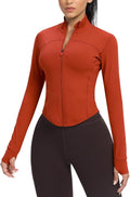 AVGO Women's Cropped Running Workout Jackets Zip Slim Fit Athletic Tops with Thumb Holes