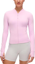 CRZ YOGA Butterluxe V-Neck Jackets for Women - Full Zip Athletic Track Tops with Thumb Holes Pockets