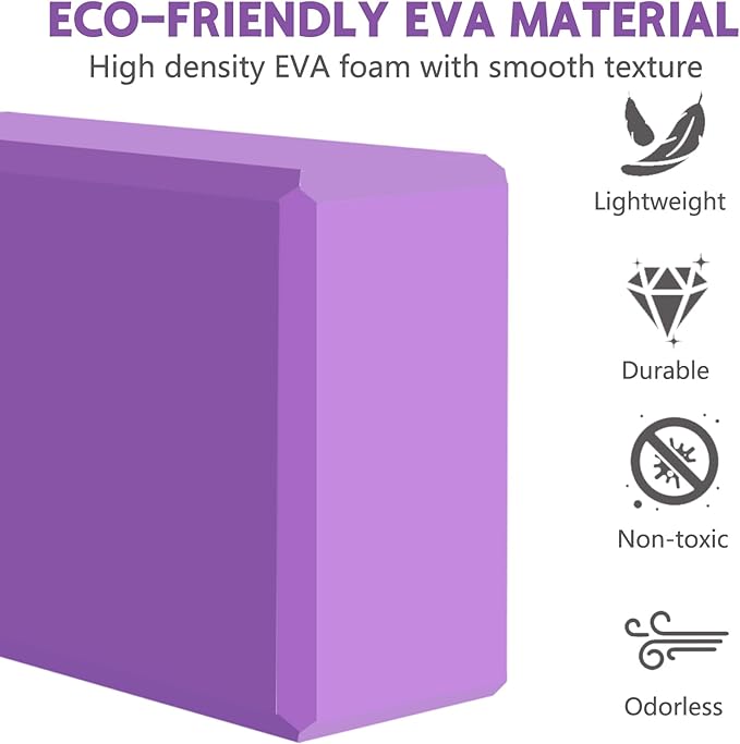 9"x6"x3" Yoga Blocks, Soft Non-Slip Surface Premium Foam Blocks, Supportive, Lightweight, Odor Resistant, Yoga Accessories for Pilates Meditation General Fitness Stretching Toning