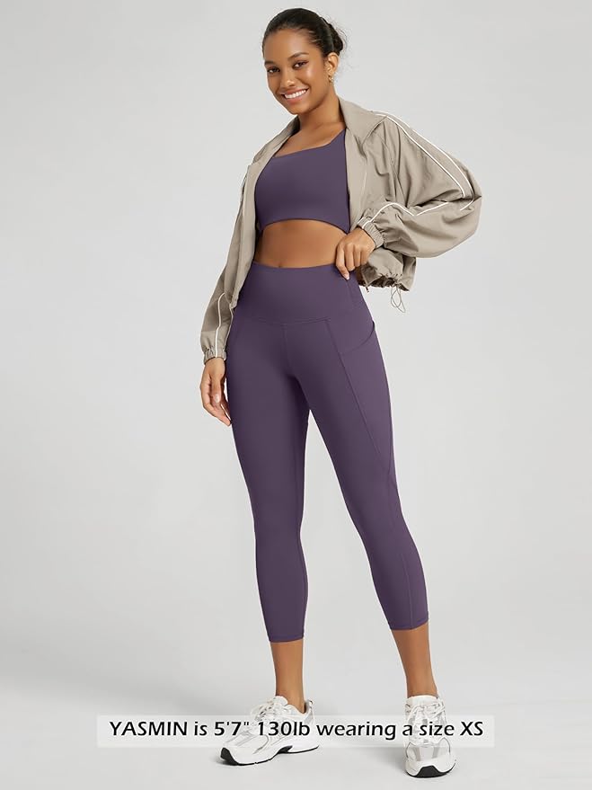 ODODOS Women's High Waisted Yoga Leggings with Pockets, Tummy Control Non See Through Workout Athletic Running Yoga Pants