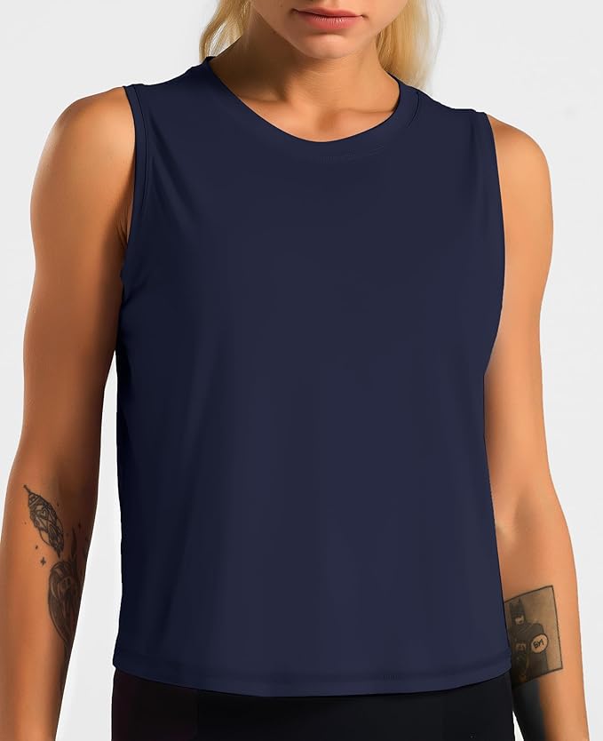 Dragon Fit Womens Ice Silk Workout Tank Tops Sleeveless Cropped Yoga Shirt for Running Gym Summer