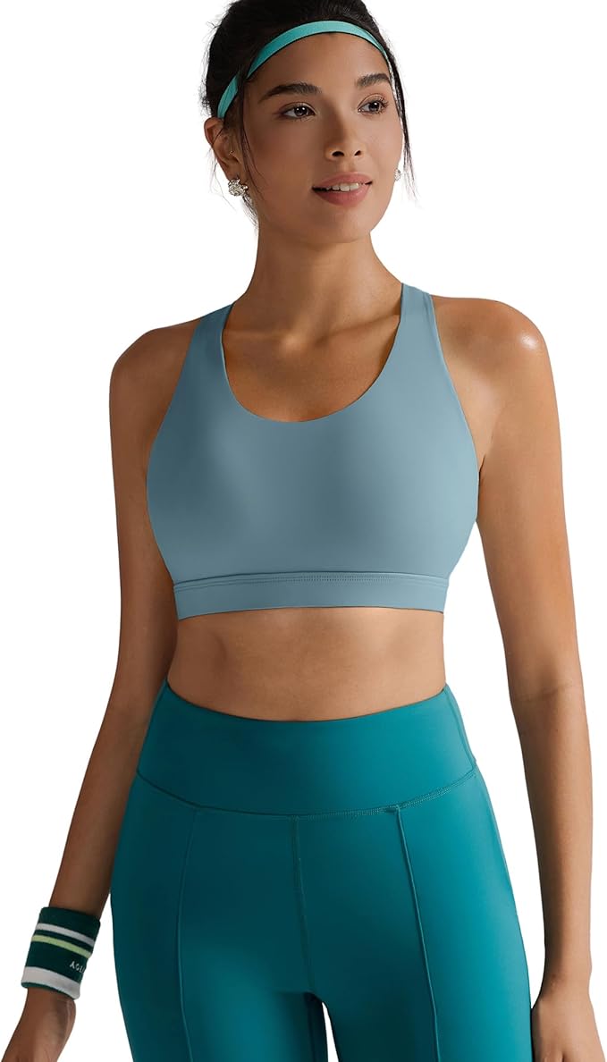RUNNING GIRL Sports Bras for Women,Padded Strappy Sports Bras Criss-Cross Back Medium Support Sports Bras with Removable Cups