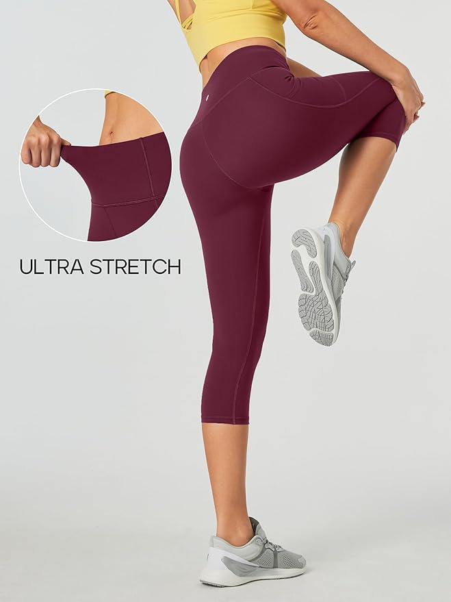 Heathyoga Capri Leggings for Women High Waisted Capri Leggings with Pockets for Women Tummy Control Yoga Pants Women