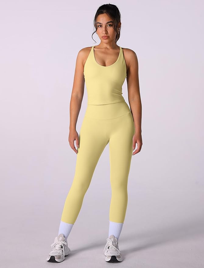 ABOCIW Womens Cross Back Workout Crop Tank with Built in Bra V Neck Longline Sports Bra Gym Shirt Yoga Pilates Top