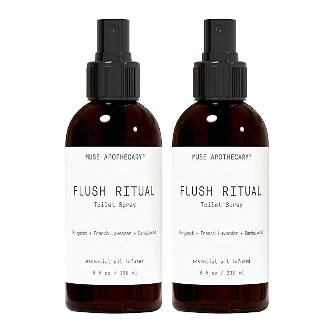 Muse Apothecary Flush Ritual - Aromatic & Refreshing Toilet Spray, Use Before You Go, 8 oz, Infused with Natural Essential Oils - Bergamot + French Lavender + Sandalwood, 2 Pack