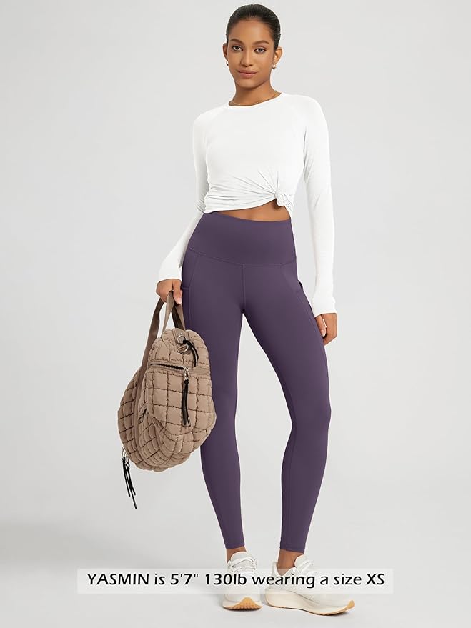 ODODOS Women's High Waisted Yoga Leggings with Pockets, Tummy Control Non See Through Workout Athletic Running Yoga Pants