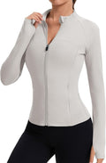 Rapbin Women's Full Zip Workout jackets Runing Slim Fit Athletic Tops With Thumb Holes
