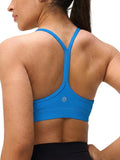 Womens Y Back Padded Sports Bra Strappy U Neck Butter Soft Low Impact Workout Bras Yoga Pilates Walking