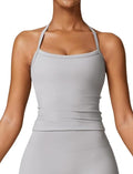 QBGJTD Womens Longline Sports Bras Cross Back Active Gym Yoga Padded Workout Crop Tank Top with Built in Bra