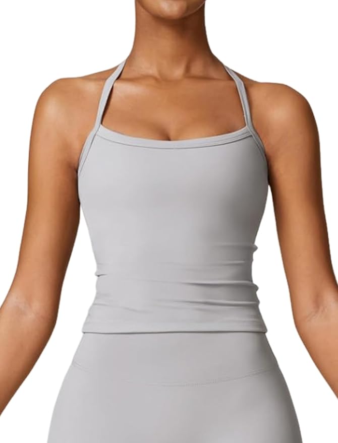QBGJTD Womens Longline Sports Bras Cross Back Active Gym Yoga Padded Workout Crop Tank Top with Built in Bra