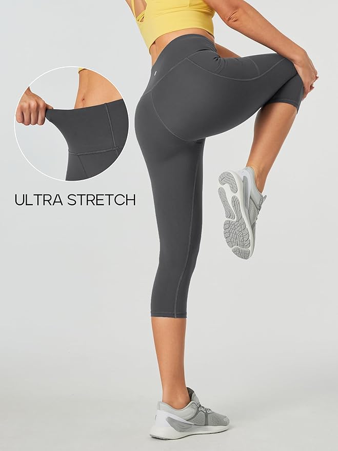 Heathyoga Capri Leggings for Women High Waisted Capri Leggings with Pockets for Women Tummy Control Yoga Pants Women