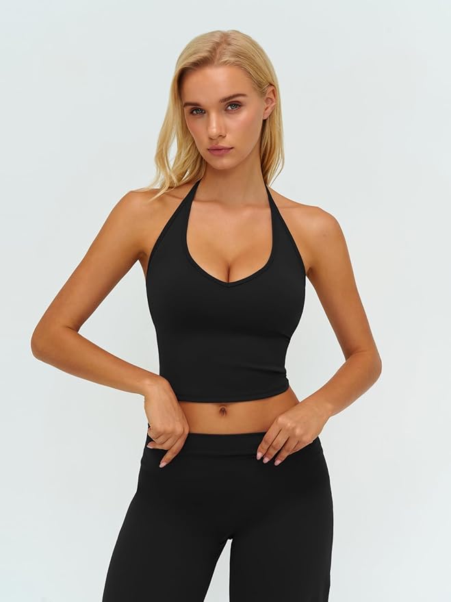 ABOCIW Womens Workout Sets 2 Piece Spaghetti Straps Crop Top Straight Leg Yoga Pants Yoga Pilates Outfits