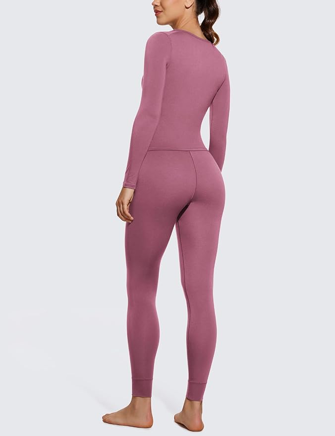 CRZ YOGA Soft Thermal Underwear Sets for Women Lightweight Long Johns Base Layer Pajamas Warm Top Bottom