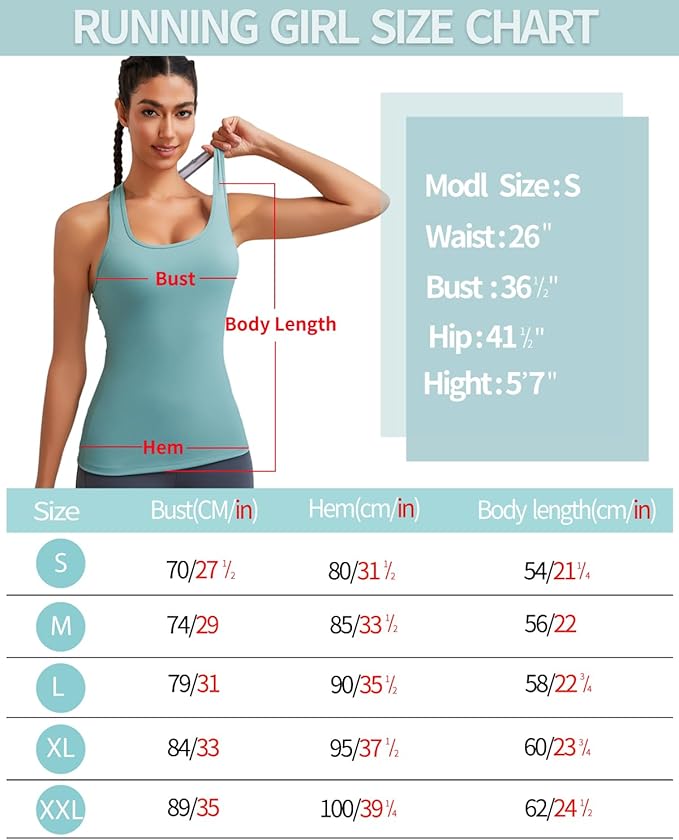 RUNNING GIRL Workout Tank Tops with Built in Bras for Women,Compression Shirt Strappy Back Athletic Yoga Tops