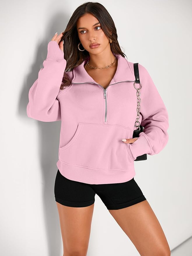 AUTOMET Womens Sweatshirts Half Zip Cropped Pullover Fleece Quarter Zipper Hoodies 2026 Fall Fashion Outfits Clothes
