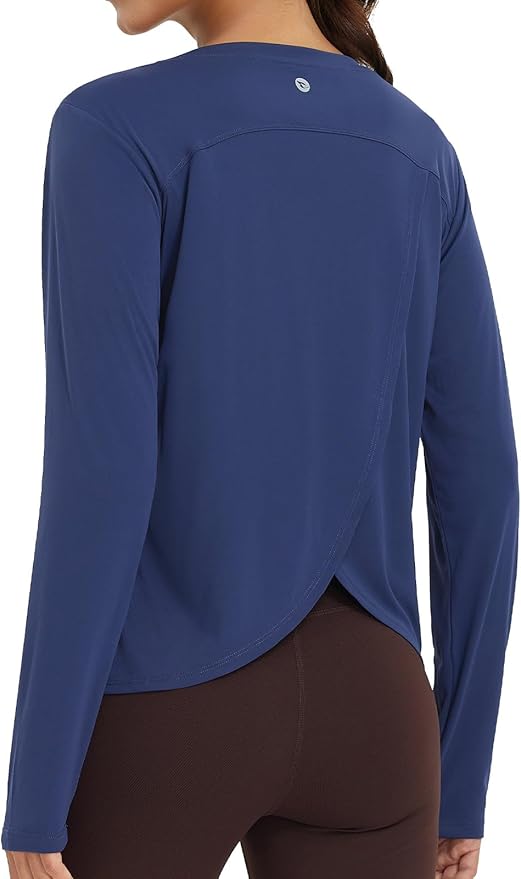 baleaf Women's Running Sun Shirts Long Sleeve UPF 50+ Workout Tops UV Athletic Split Back Quick Dry Lightweight