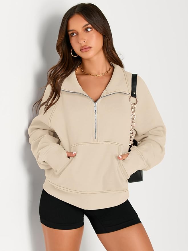 AUTOMET Womens Sweatshirts Half Zip Cropped Pullover Fleece Quarter Zipper Hoodies 2026 Fall Fashion Outfits Clothes