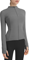 Gacaky Women's Slim Fit Workout Running Track Jackets Full Zip-up Yoga Athletic Jacket with Thumb Holes