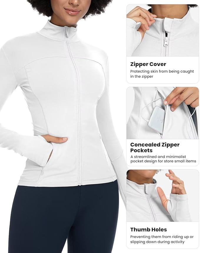 QUEENIEKE Womens Running Jackets Athletic Workout Scrub Jacket Track Full Zip Up Gym for Women Yoga Top