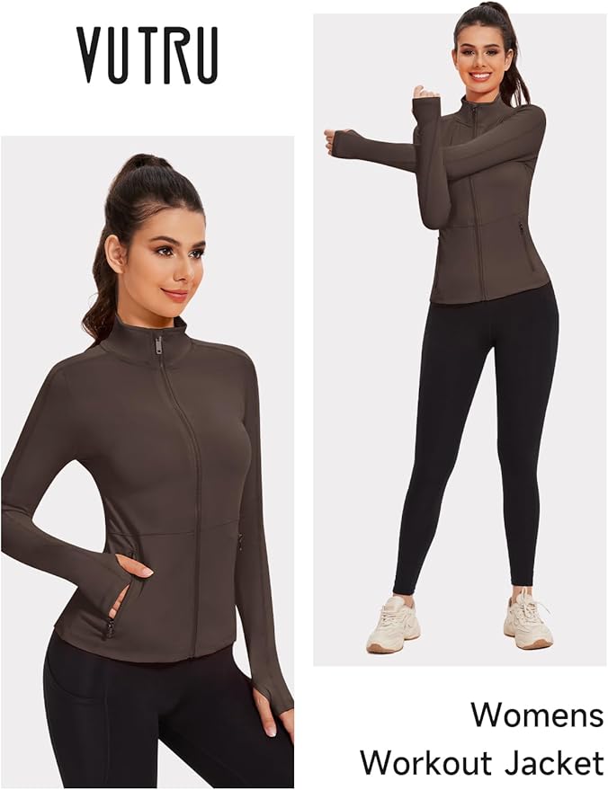VUTRU Women's Workout Yoga Jacket Full Zip Running Athletic Track Jacket