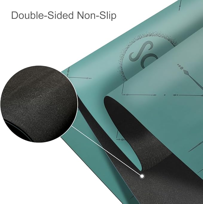 Natural Rubber Yoga Mat - Non Slip Non Toxic - 5mm Thick Yoga Mat for Hot Yoga/Pilates - Extra Large 26.8’’ with Alignment Guide - Sweat Proof - with Carrying Bag