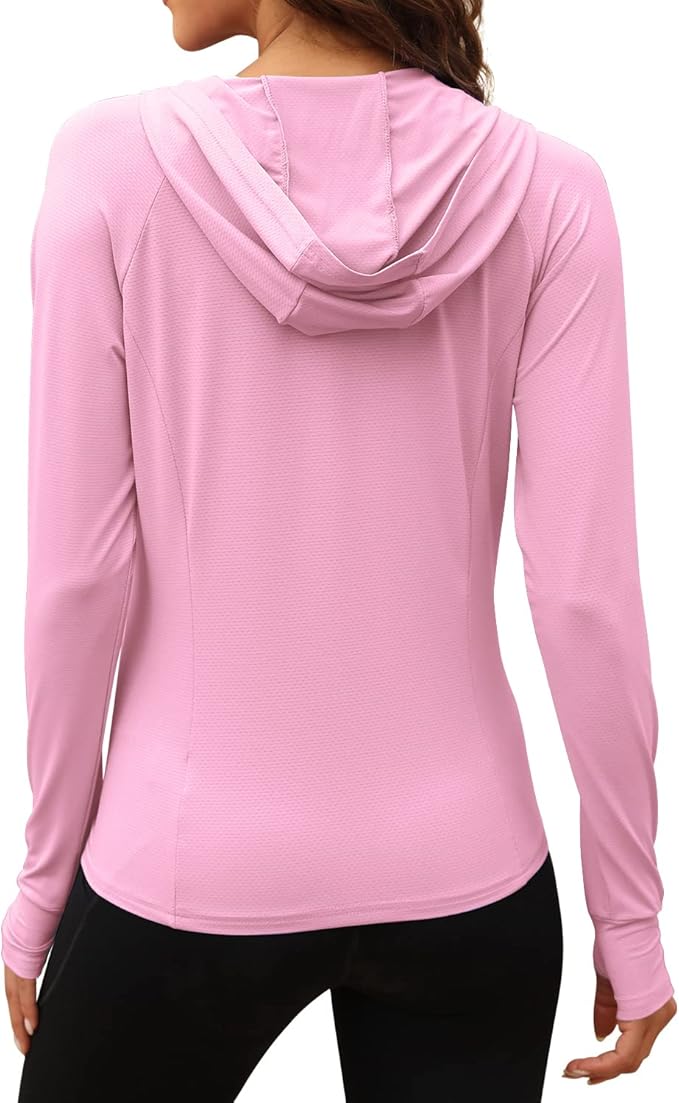 We1Fit Women's UPF 50+ Sun Protection Jacket Hoodie Sun Shirts Hiking Running Athletic Shirt