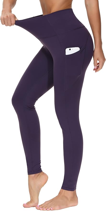 THE GYM PEOPLE Thick High Waist Yoga Pants with Pockets, Tummy Control Workout Running Yoga Leggings for Women