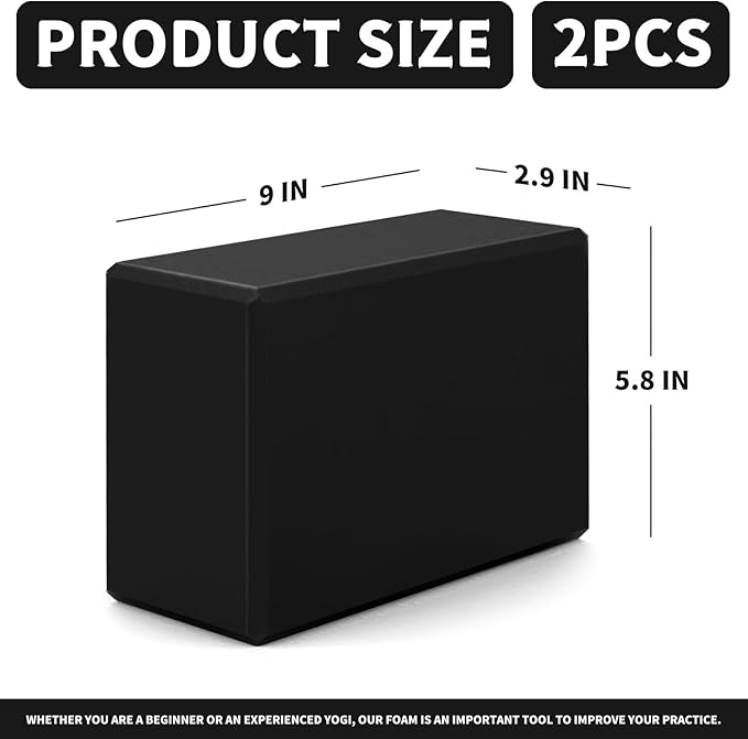 Yoga Blocks 2 Pcs, 9"x6"x3" Yoga Brick Foam Blocks EVA Foam Block Yoga Props Accessories for Yoga Pilates Stretching and Meditation